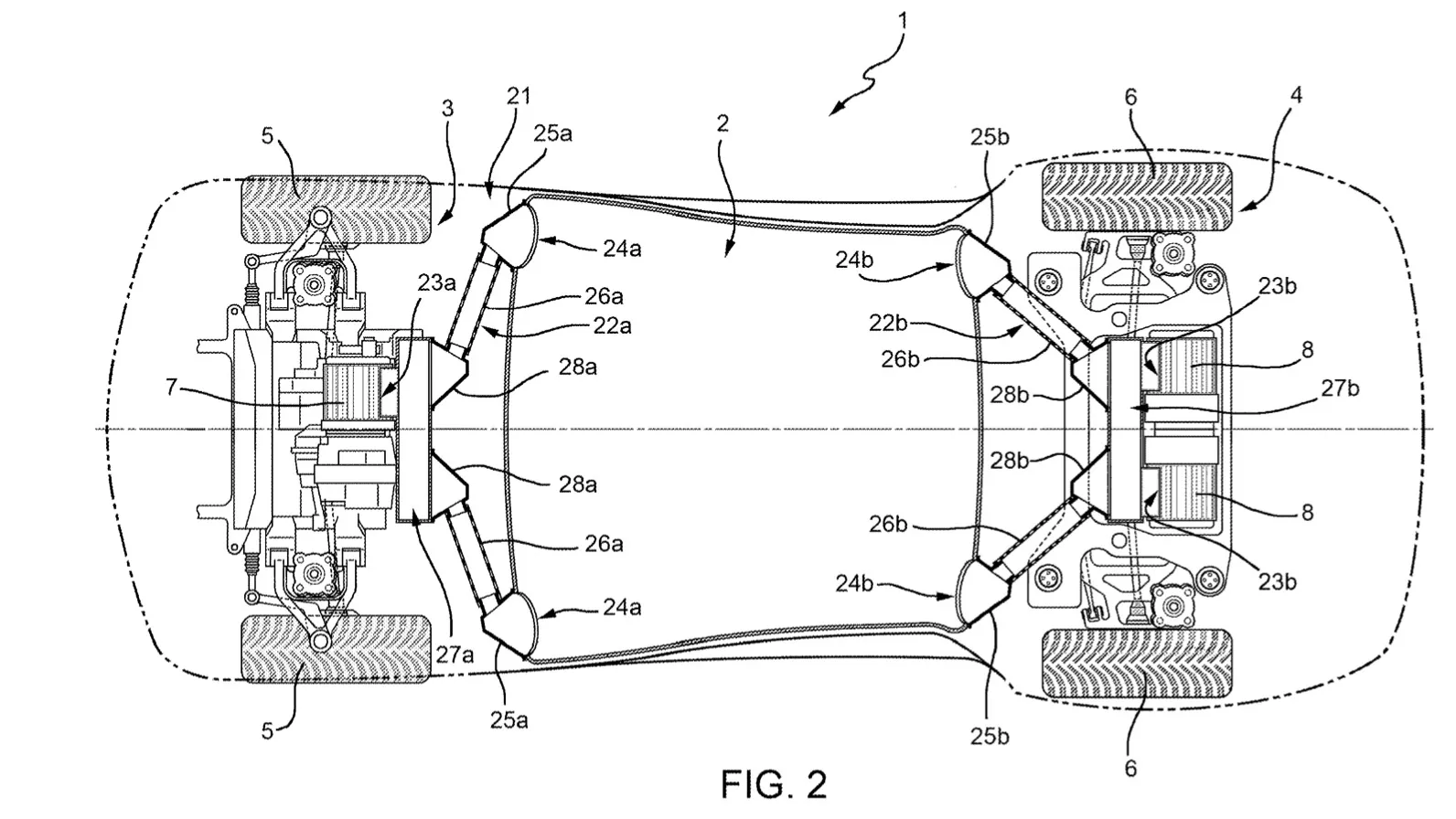 Ferrari patents three-motor electric car with sound generator.